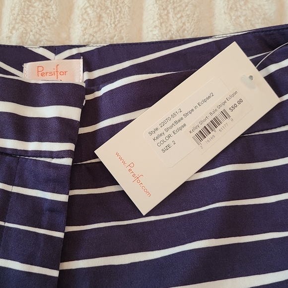 Persifor blue and white striped shorts, size 2, NW - Picture 2 of 3